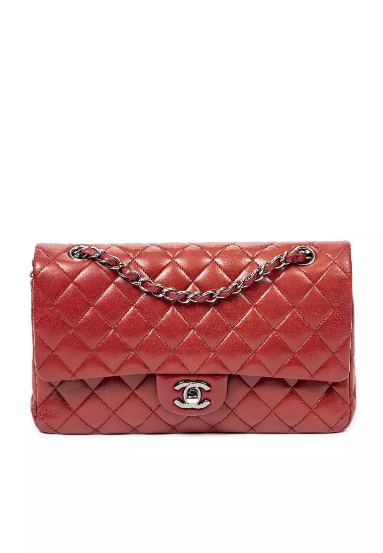  Chanel, Pre-Loved Pink Quilted Lambskin Classic Double