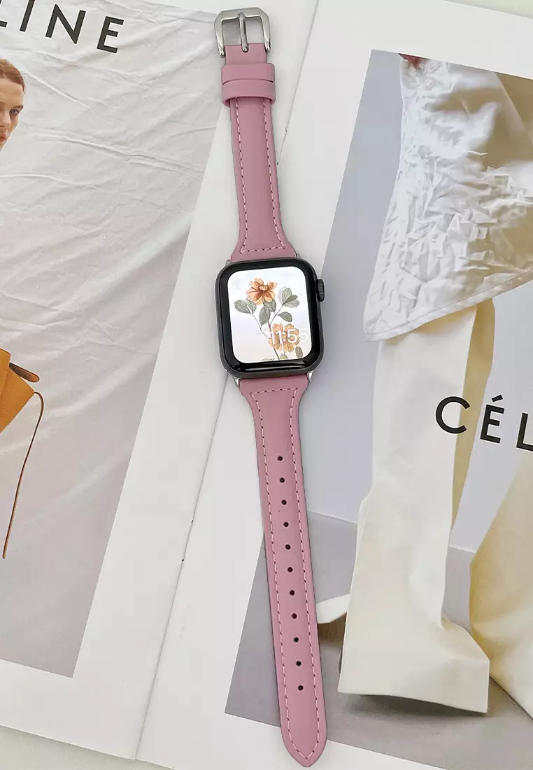 Tali Jam Kulit Apple Watch Strap Jam Tangan Genuine Leather Strap Wanita 38/40/41mm pink