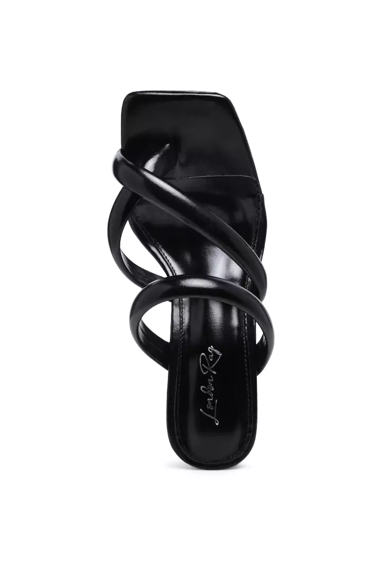 Clear Heel Toe Ring Slides In Black