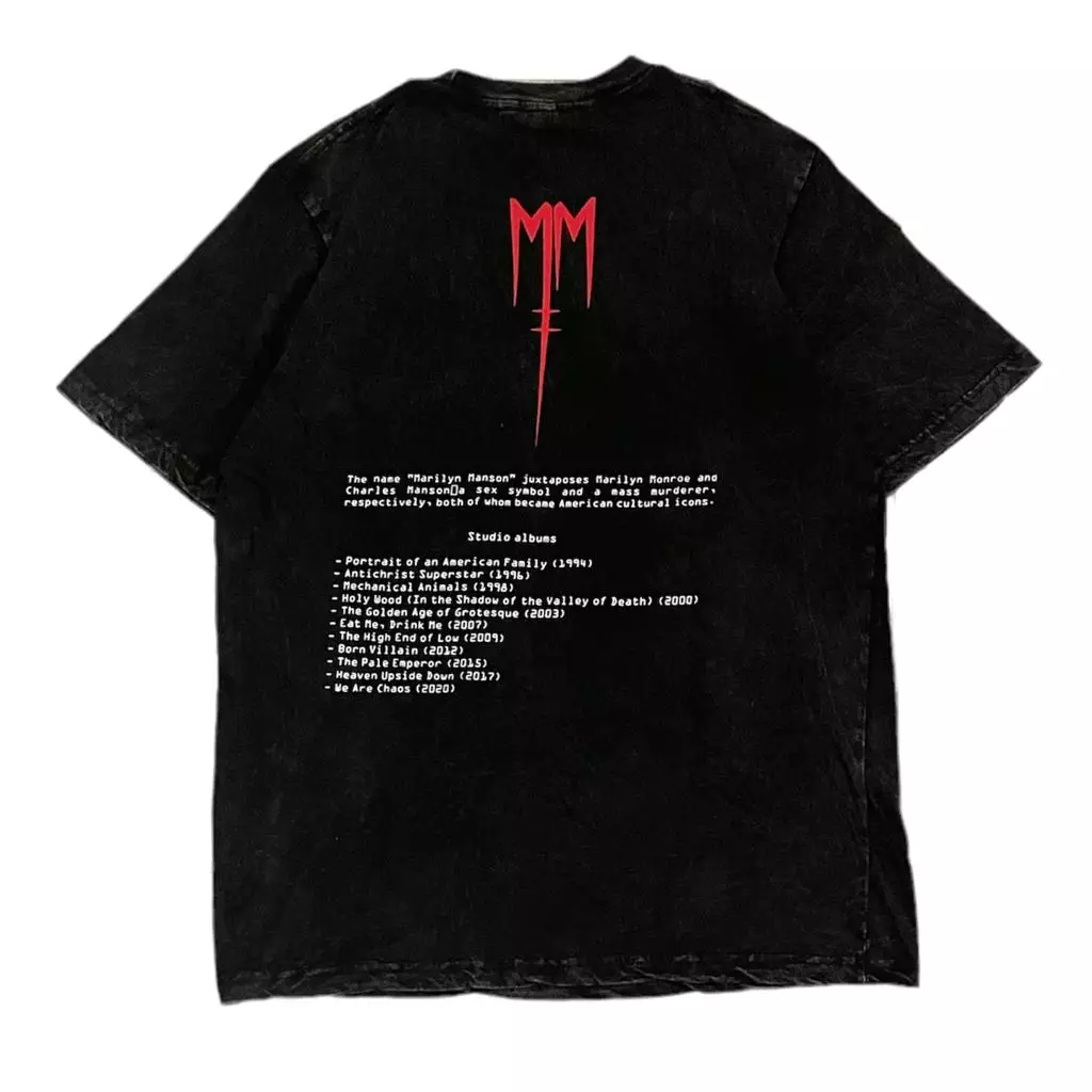 Ossu Tshirt Marilyn Manson Logo Black Washed Premium Soft Cotton