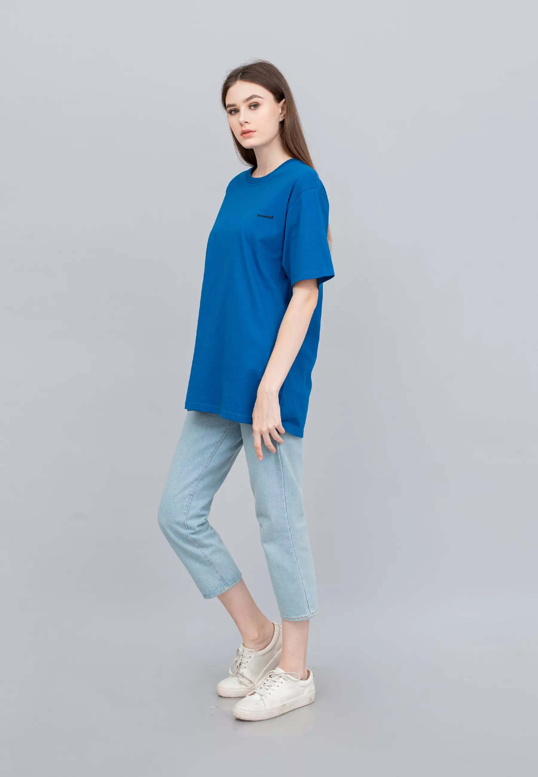 Houseofcuff T-shirt Kaos Polos Pendek Biru Turkish Wanita Size S-4XL