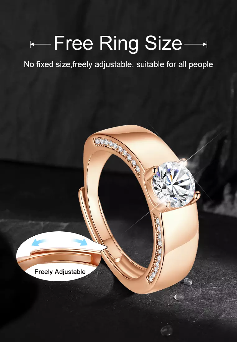 Cincin Pria Berlian Titanium Original 1 Karat Perhiasan Tunangan Cincin Cowok Free Size COD