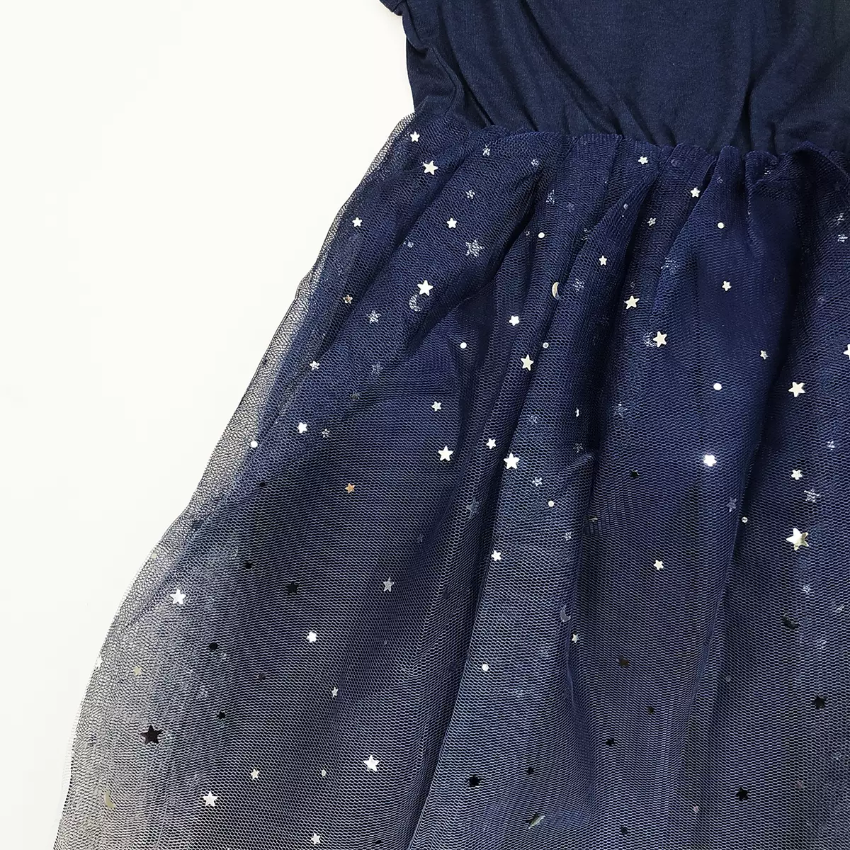 Wakakids Dress Anak Perempuan Baju Putri Gaun Sequin Tutu Gradasi 4492 Venrz Navy