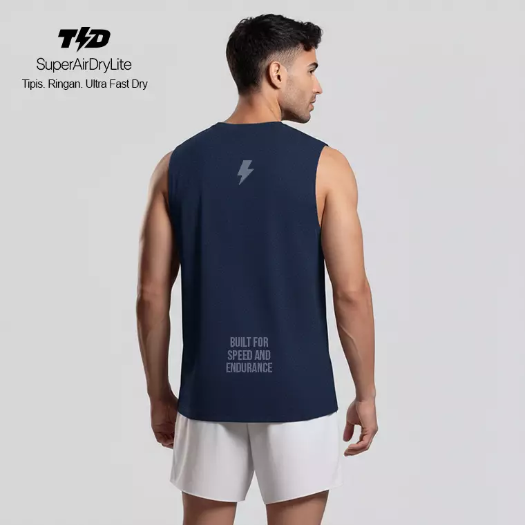TDACTIVE kutung tank running pria tdbolt "speed endurance" navy airdrylite MSB34
