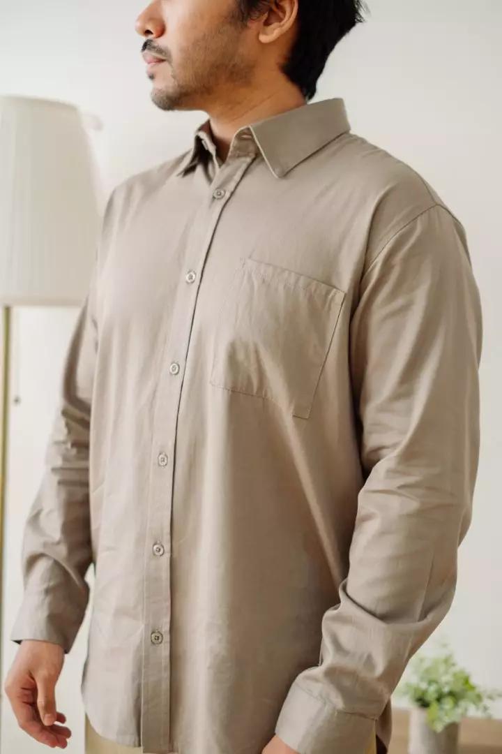 DILAN Menswear Sage - Baju Koko Pria Lengan Panjang - Bahan Premium Cotton Blend