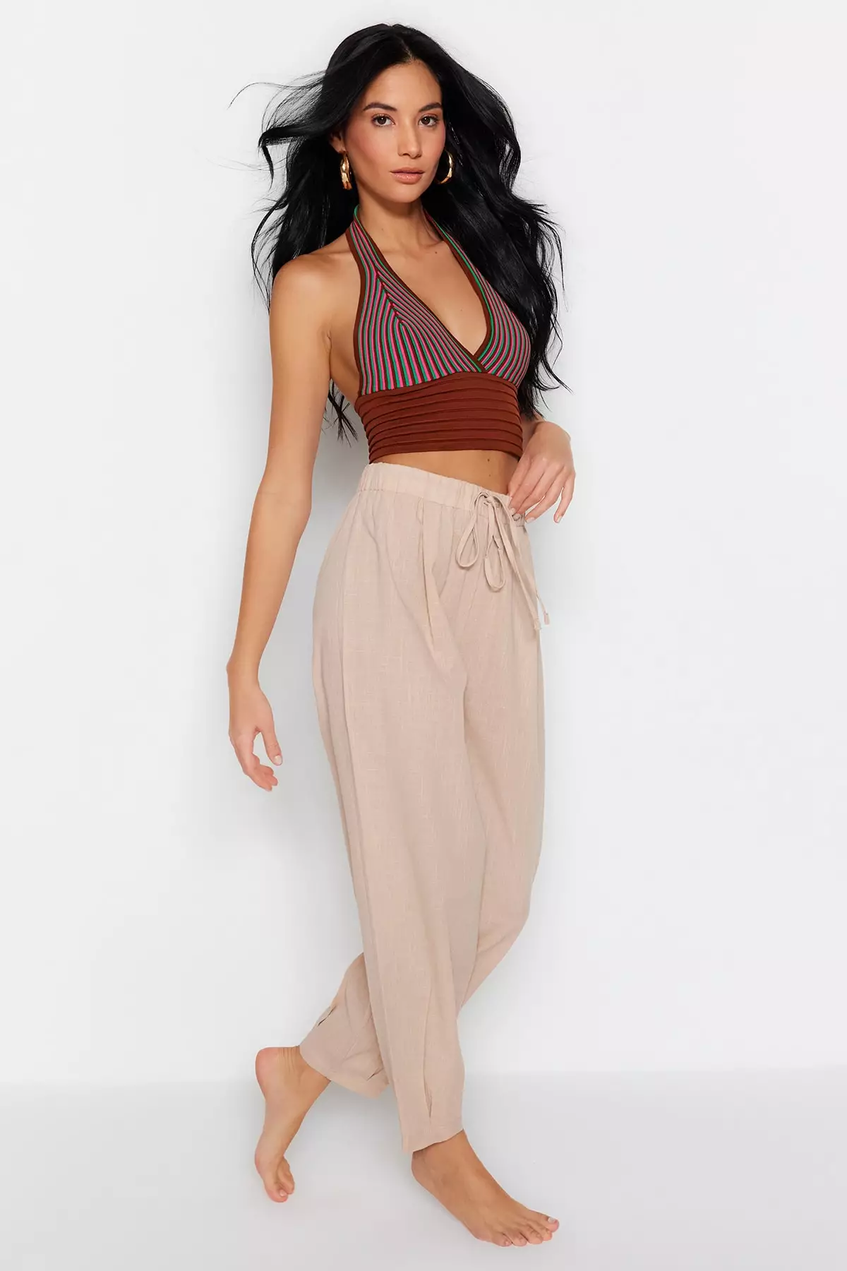 Buy Trendyol Cotton Elastic Beach Trousers 2024 Online