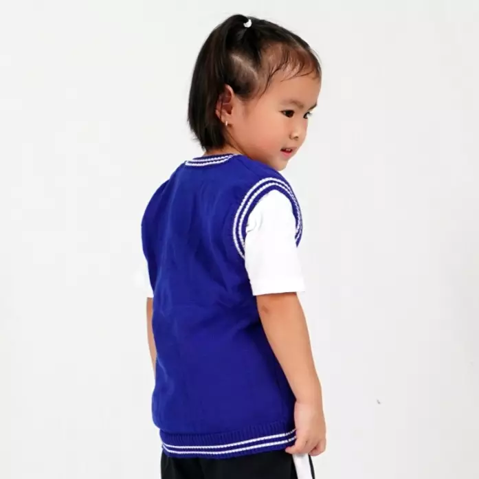 CLAY Rompi Rajut Anak Knit Vest Anak Rompi Anak Rompi Seragam Sekolah Anak - BIRU