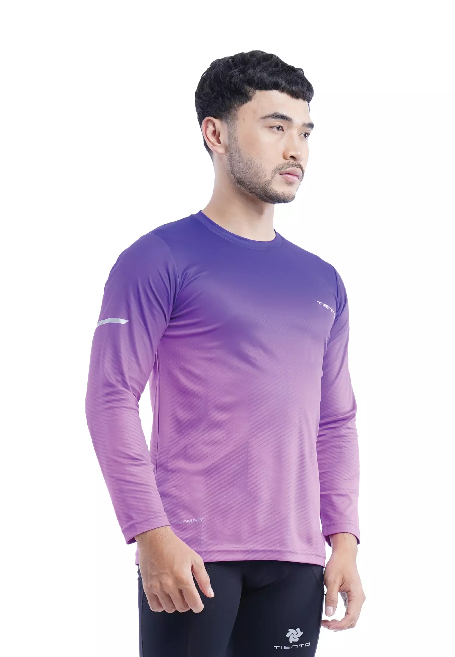 Tiento Jersey Running Anti UV Baju Olahraga Lari Pria Lengan Panjang Kaos Dryfit Long Sleeve Men Xceleration