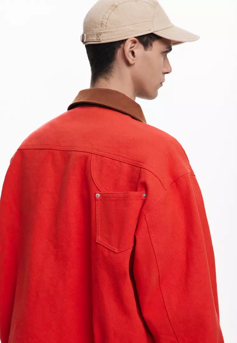 Contrast collar jacket