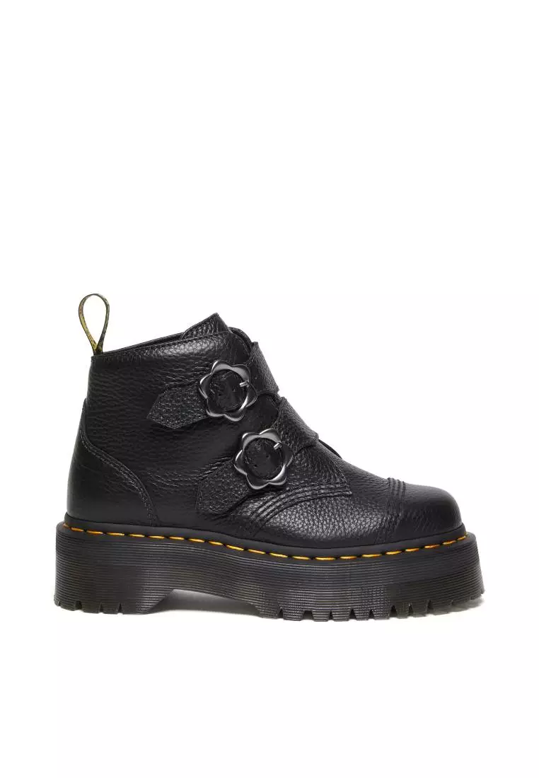 Discount on Dr. Martens  shoes - SKU: Devon Flower Buckle Leather Platform Boots