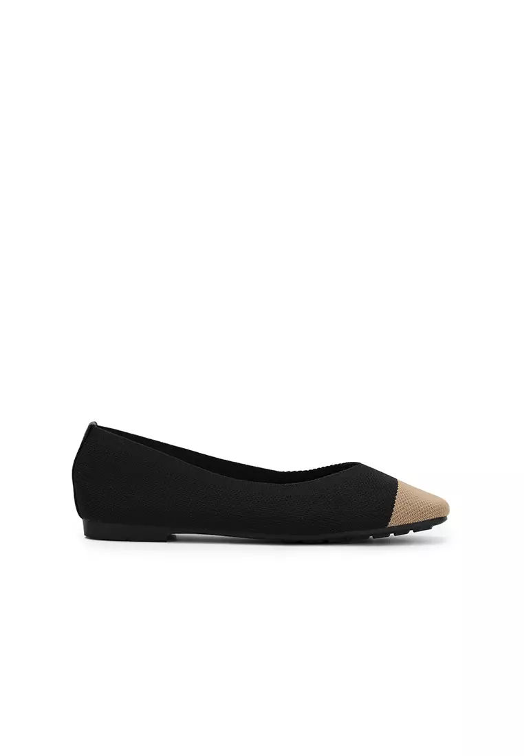 Discount on Nose  shoes - SKU: Two Tone Knit Flat Ballerina