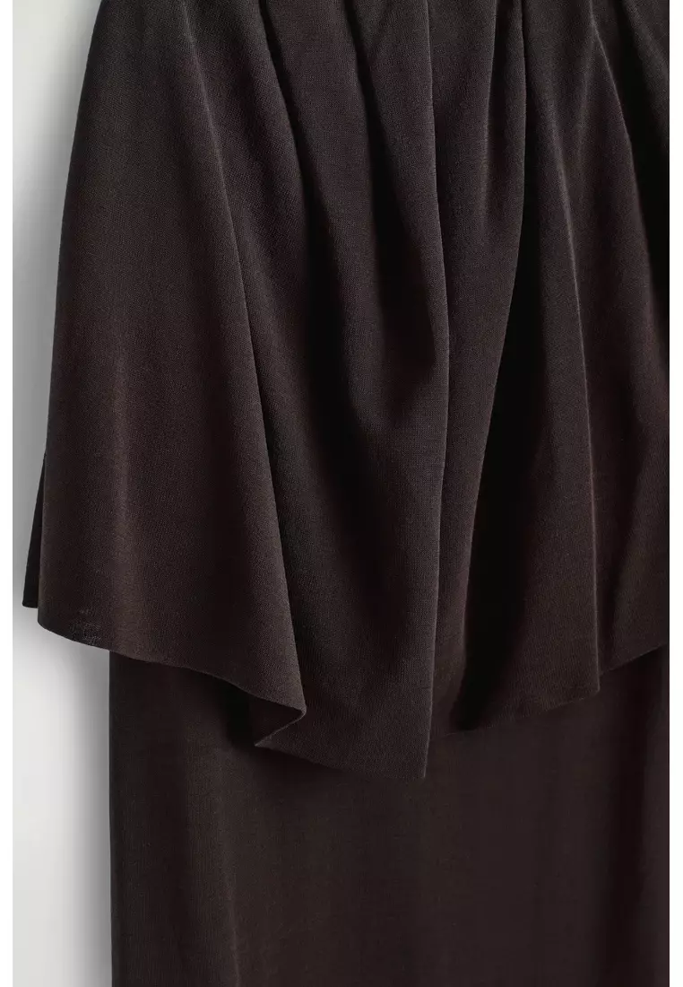 LAYERED SHEER-KNIT BANDEAU MAXI DRESS