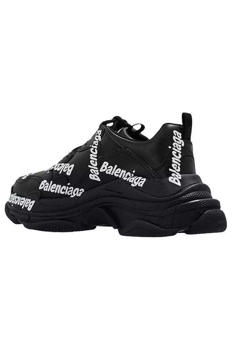 Triple S Logotype Women's Sneakers in Black,White