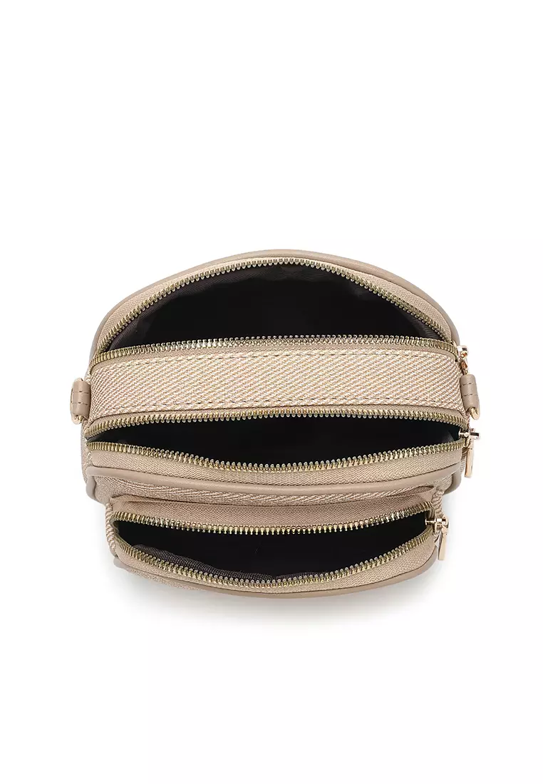 Women's Sling Bag / Crossbody Bag / Shoulder Bag (Tas Selempang Wanita / Tas Bahu Wanita) - Cokelat / Krem