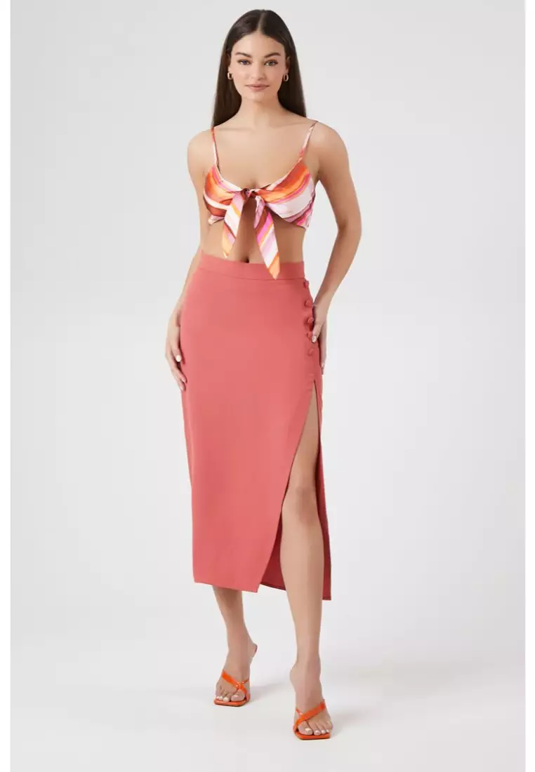 Forever 21 pink midi skirt online