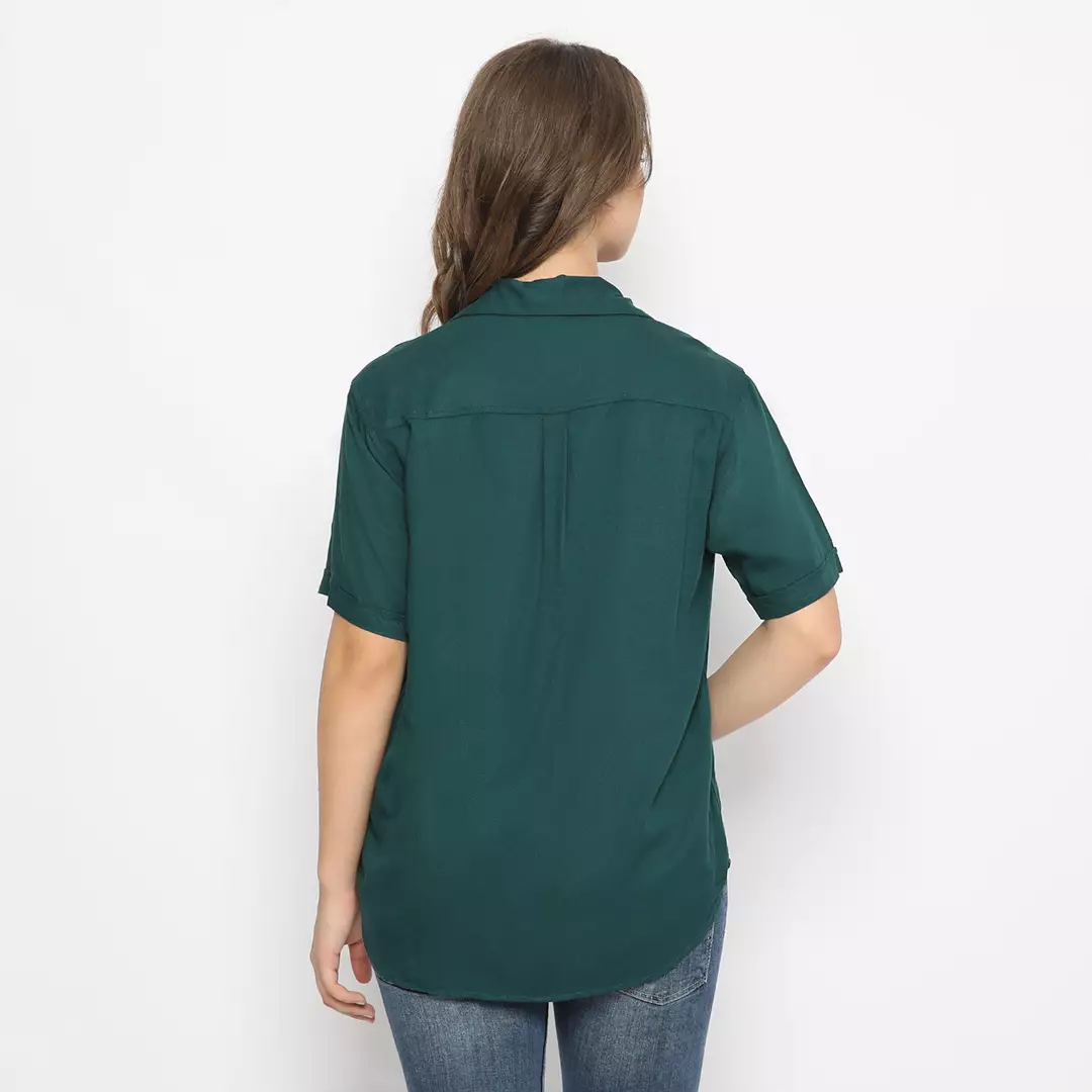 Simple Perfect Kemeja Rayon Polos Lengan Pendek | Kemeja Rayon Unisex Darkgreen
