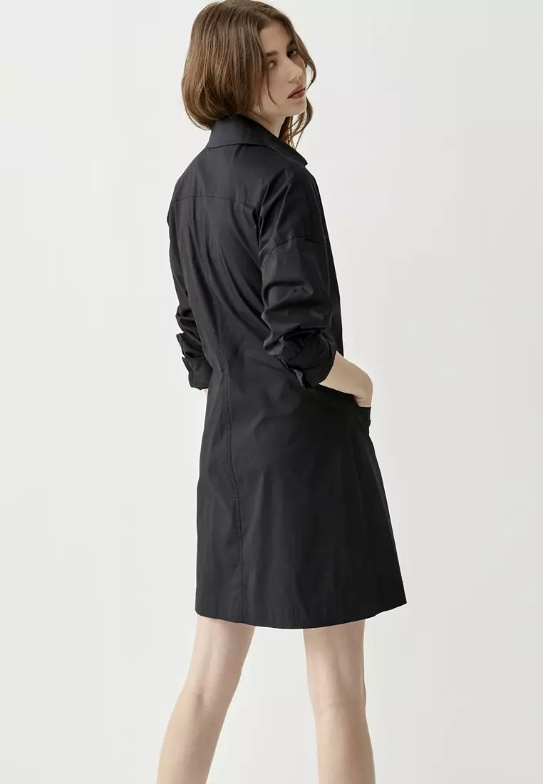 Button Front Long Sleeve Shirt Dress