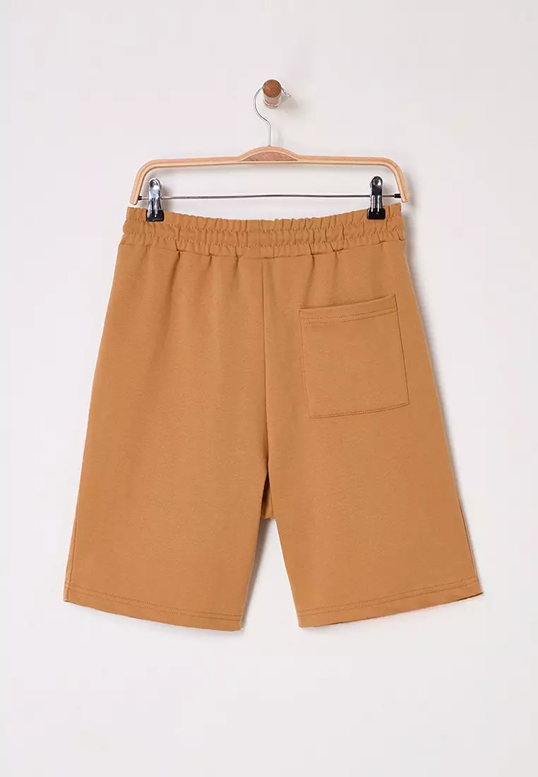 Camel Basic Regular Mid Length/Normal Cut Plain Shorts TMNSS20SR0068
