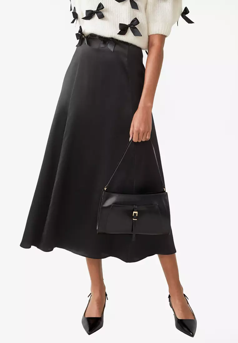 Elastic waist satin online skirt