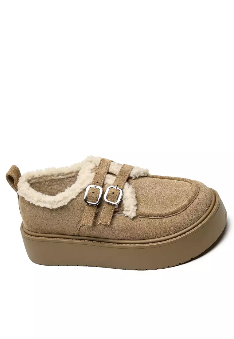 Discount on Twenty Eight Shoes  shoes - SKU: Double Buckle Suede Fleece Loafers WW678-1