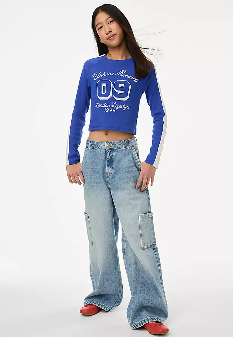 Cotton Rich Graphic Ribbed Top