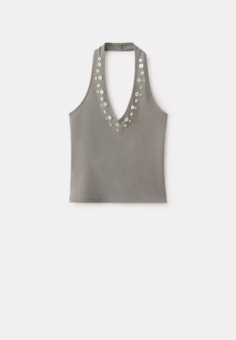 Buttoned Halter Top