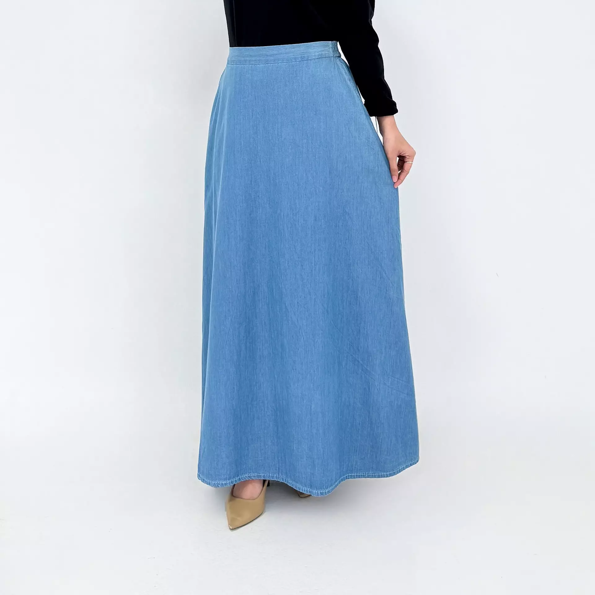 Rok Panjang Jeans Wanita - Long Skirt Denim Jean