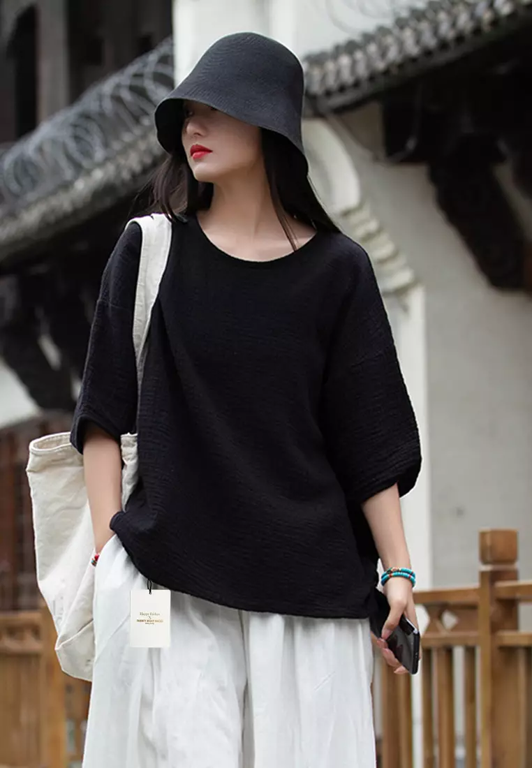 雙層竹節紋圓領T恤 BXF2524