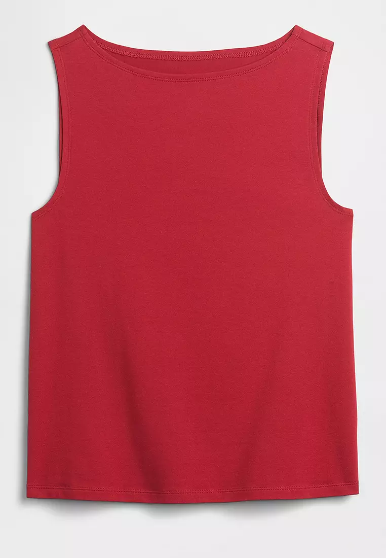 Sleeveless Boat Neck Tank Top