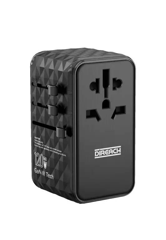 4 Port 120W GaN World Travel Adapter - Super Fast Charging - Black