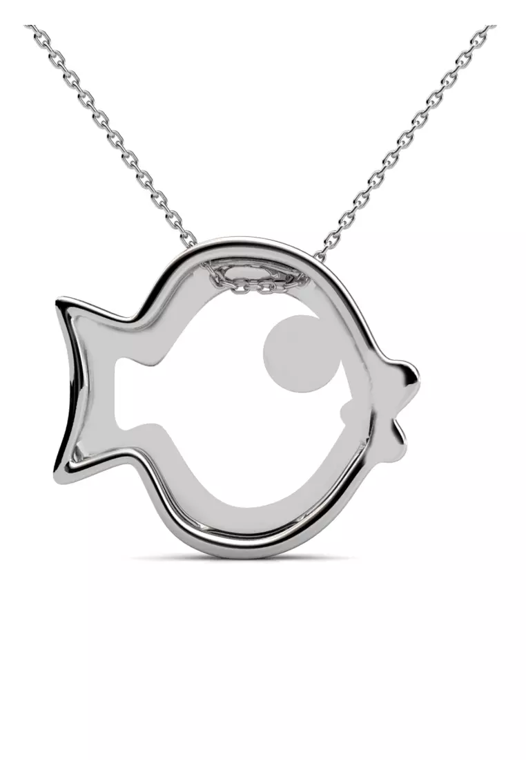 Pufferfish Pendant WG - Kalung Crystal Swarovki by Her Jewellery