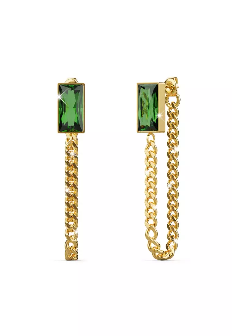 Gold emerald drop earrings hot sale