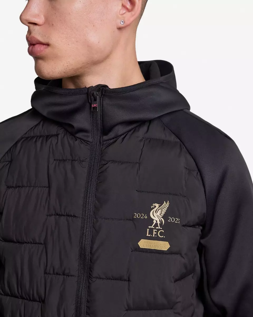 Liverpool FC  Mens Champions Hybrid Jacket Blackblack - Official LFC Jaket Original Pria