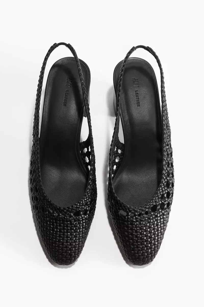 Leather slingback court shoes