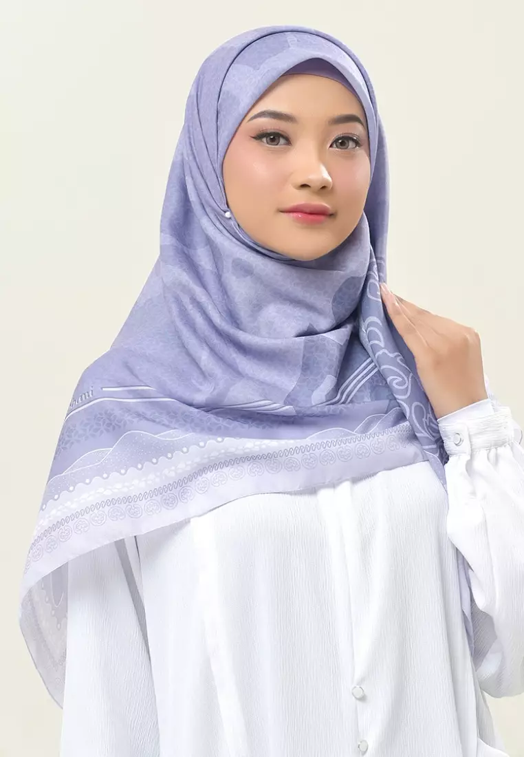 Rabbani - Kerudung Segi Empat Motif Tetra Fazluna AL - Purple Ash