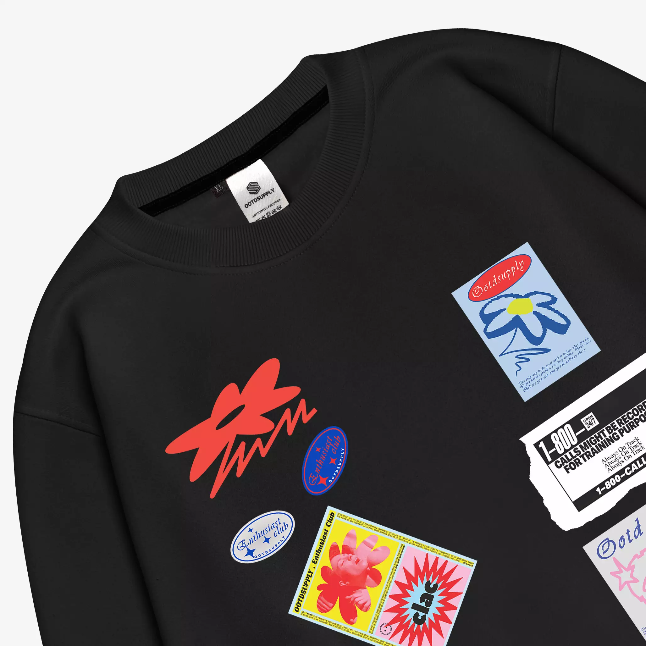 OOTDSUPPLY Crewneck Discord Black & Steel Blue | Sweater Pria & Wanita CN106