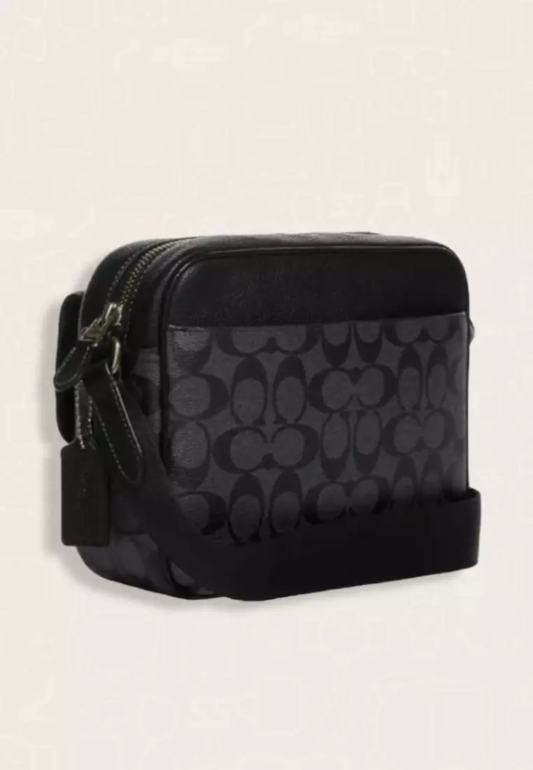 Coach Hudson Crossbody Bag In Signature Canvas Chacrcoal Black