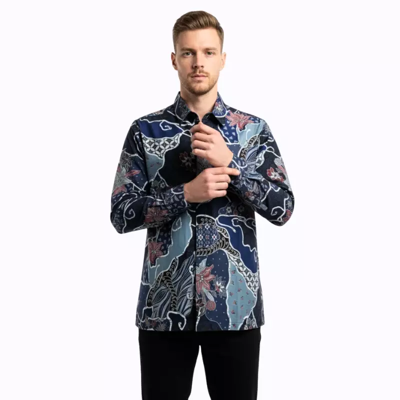  Kemeja Batik Pria - Bhatara Batik Zafran - Atasan Kemeja Batik Lengan Panjang