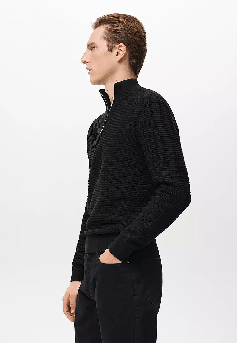 Cotton Sweater With Neck Zip