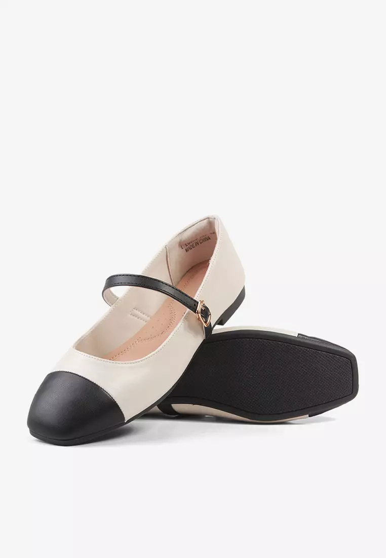 Flatshoes Mary Jane Wanita Two Tone L.Lunox