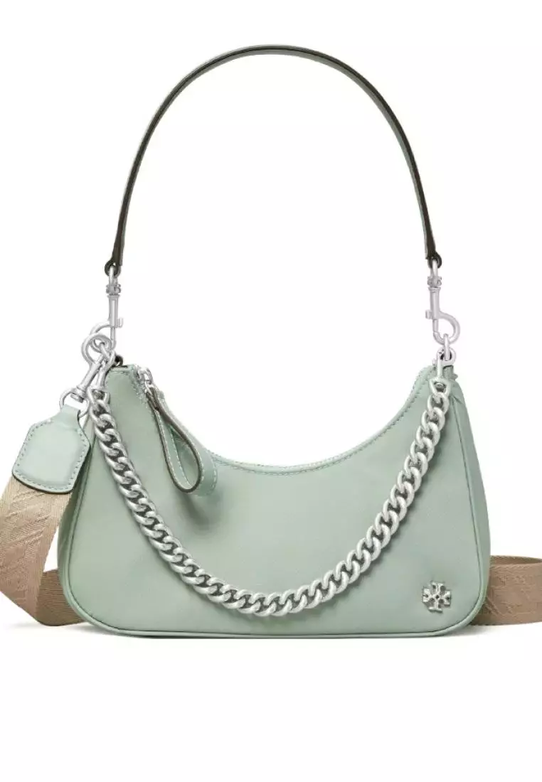 Tory Burch Mercer Shoulder Bag Small Nylon Celadon