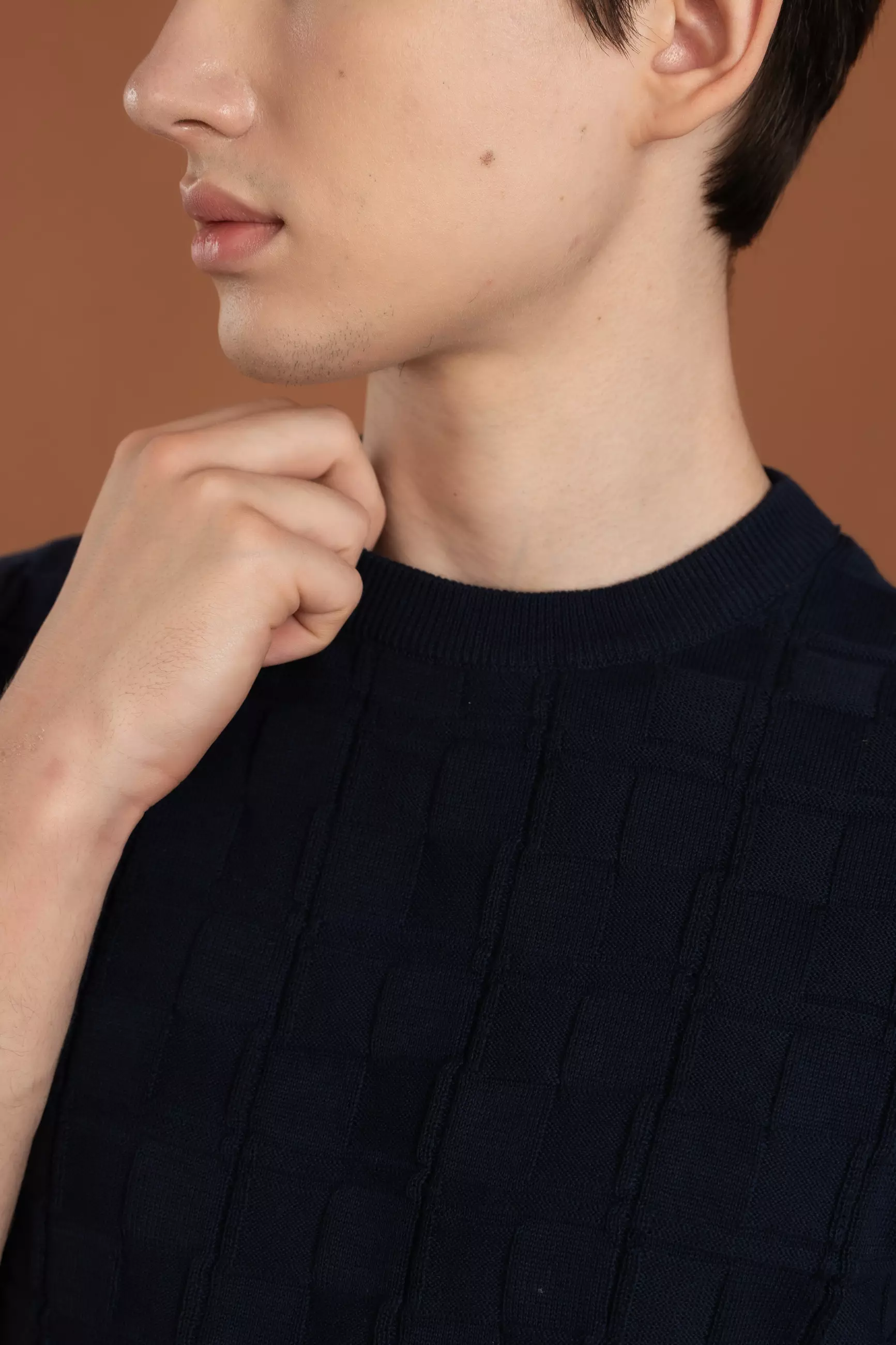 Kale Scott Navy / Kaos Rajut Premium Pria Lengan Pendek Motif