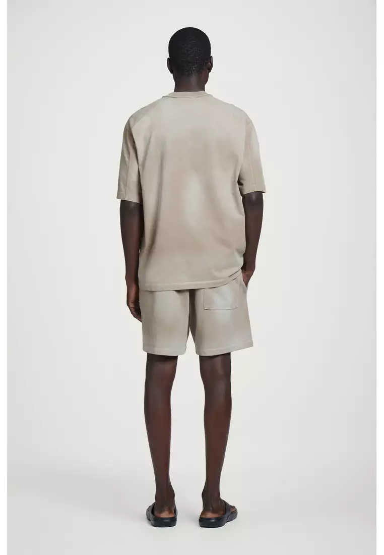 OVERSIZED WASHED-JERSEY MOCK-NECK T-SHIRT