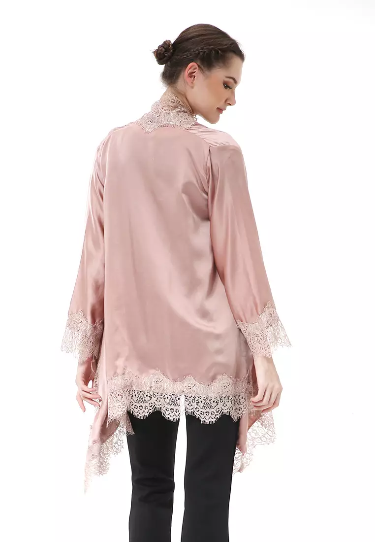 Reine Atasan Wanita Outer Kebaya Traditional Design Material Silk ORIGINAL - Mocca