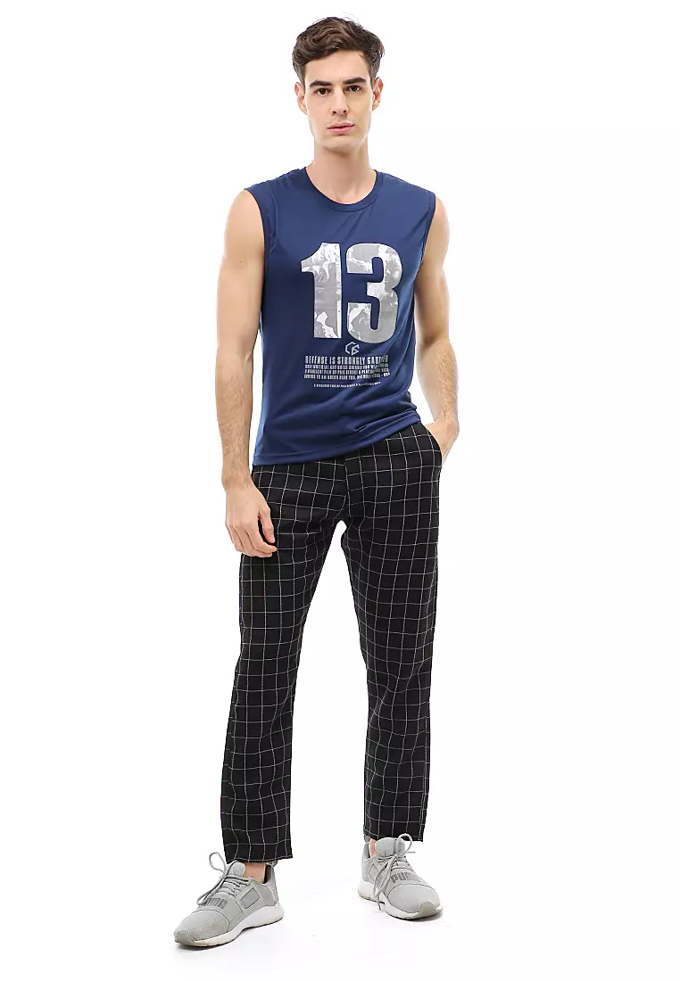 Agies Pakaian Dalam Pria Tank Top Singlet Number Motive Material Cotton ORIGINAL - Navy