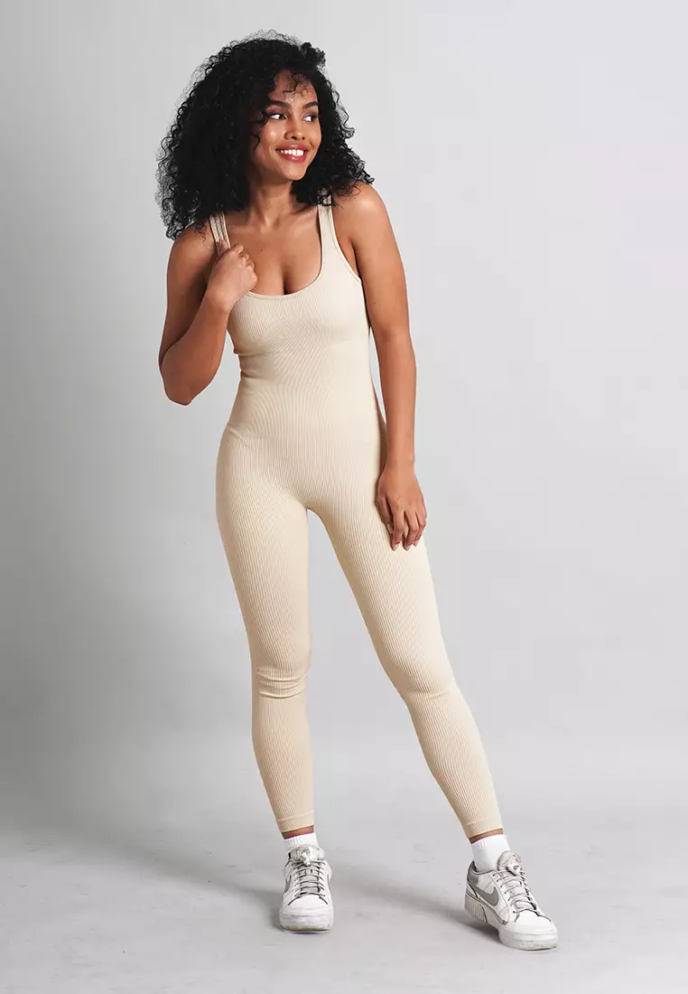 Frankie Collection: Ribbed Bodycon Padded Onesie