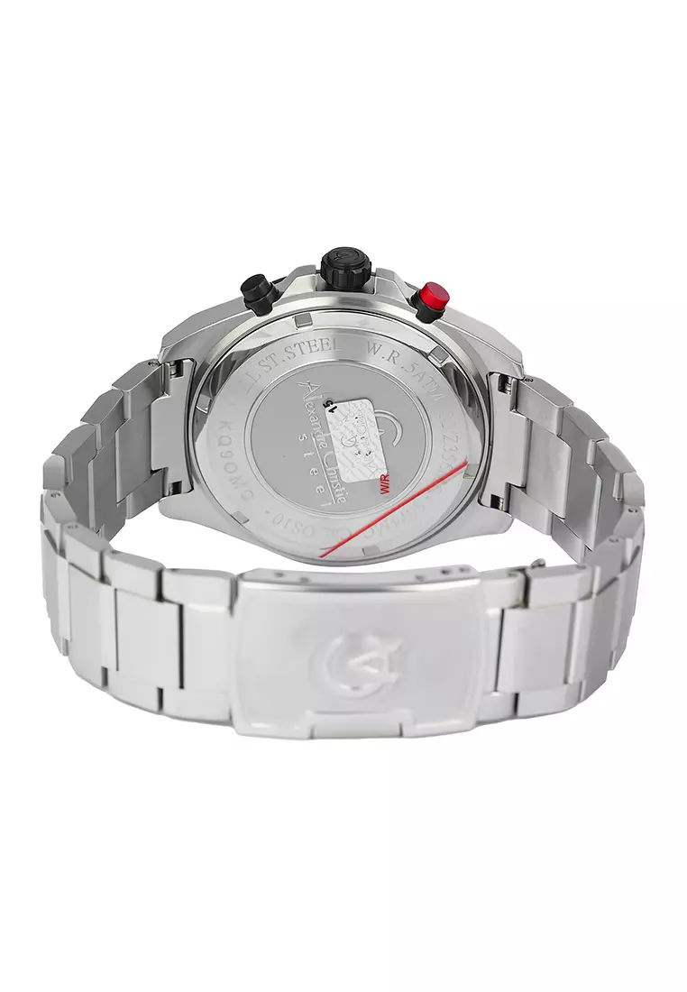 Alexandre Christie 6674 MCBTBBA - Jam Tangan Analog Pria - Silver Black - Stainless Steel