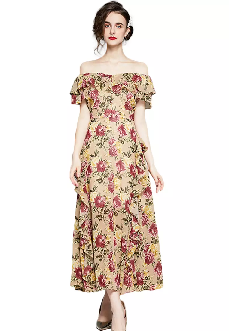 Buy Sunnydaysweety Floral Ruffled Maxi One Piece Dress A21032920 2024  Online