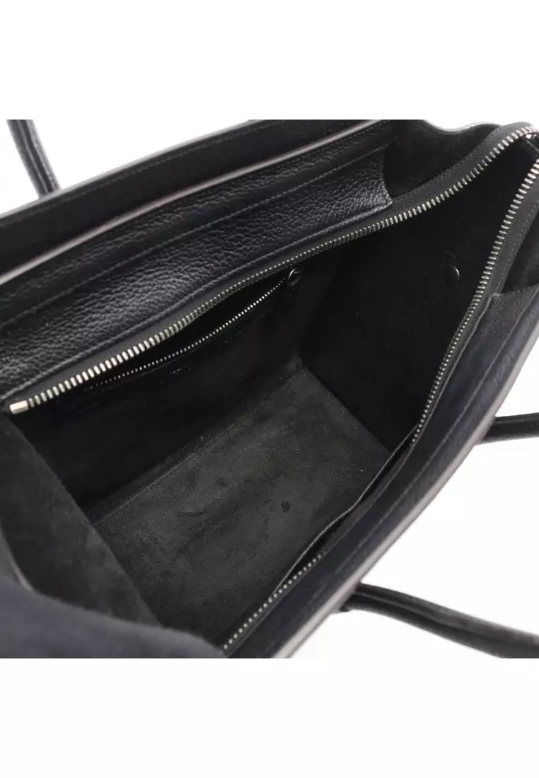 Pre-Loved Celine luggage micro shopper Handbag tote bag leather black