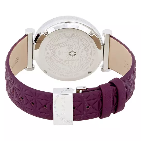 Versace Women's V-helix Silver Dial Violet Leather Watch